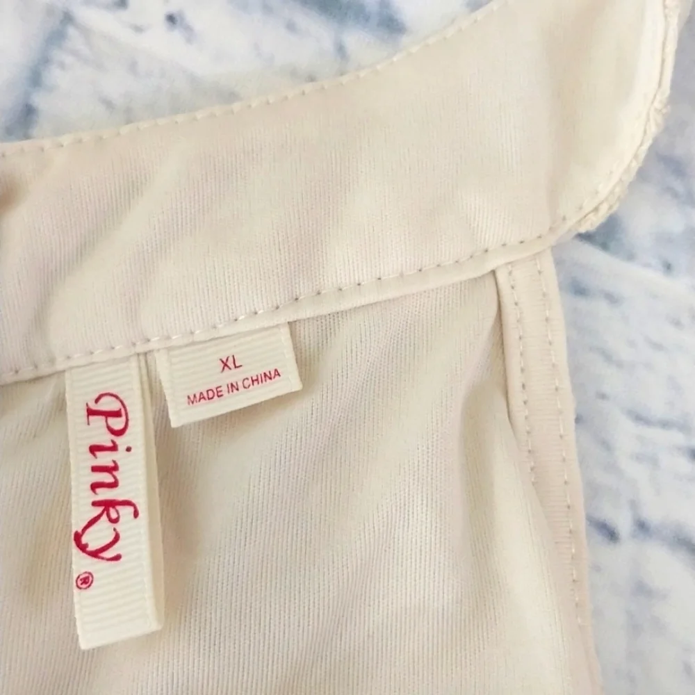 🔵BOGO FREE🔵 Pinky Lace Dress Creme Color Sleeveless Juniors Sz XL - Picture 6 of 6